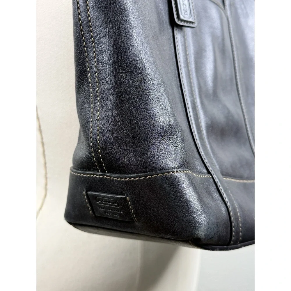 Vintage Coach Tote Women's Black Leather Gallery Shoulder Bag F3X-5187